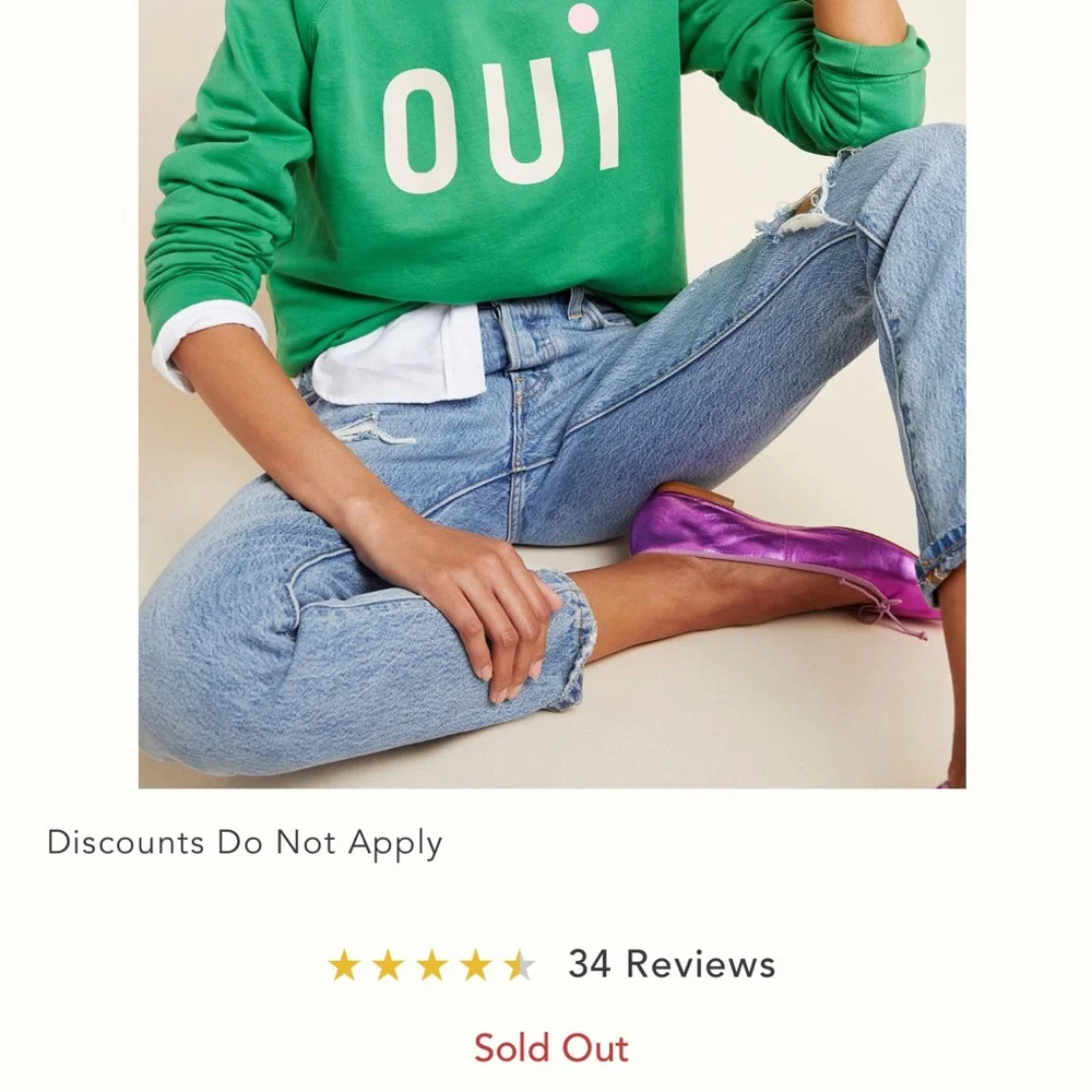 Anthropologie Green 'oui' Graphic Sweatshirt - Picture 2 of 10